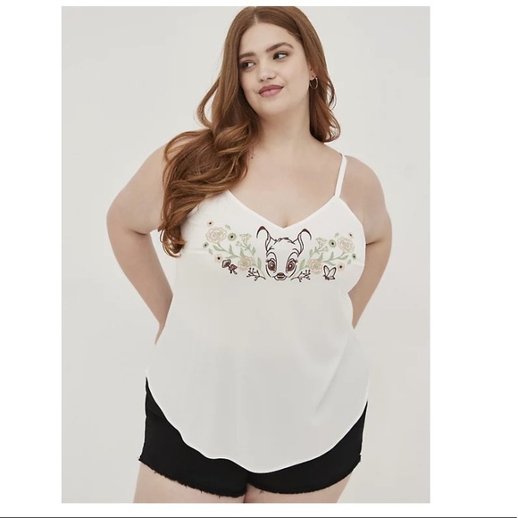 torrid Tops - ☺️ DISNEY BAMBI AVA CAMI - STRETCH CHALLIS WHITE size 5